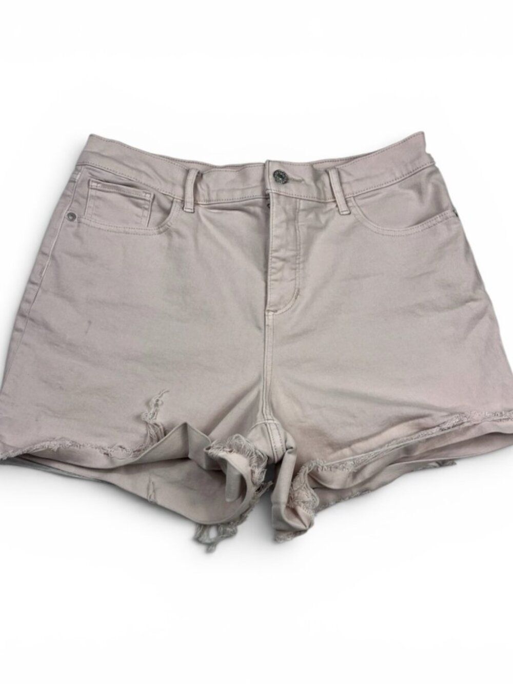 Express Shortie Denim Shorts Lilac Cutoff High Waisted Utility Hyper Stretch 12